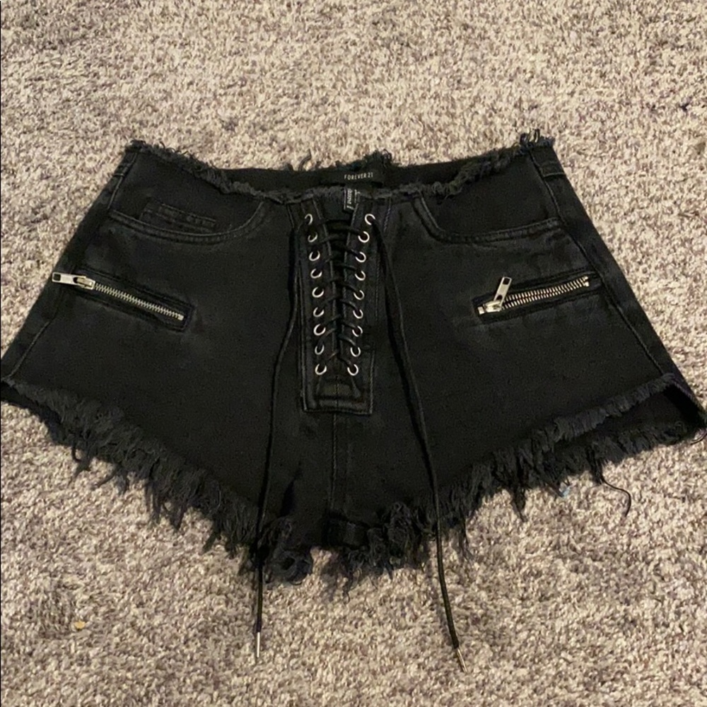 Black jean shorts